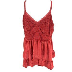 NWT Torrid Babydoll Crinkle Washable Crinkle Gauze And Lace Tank Burnt Sz L (12)